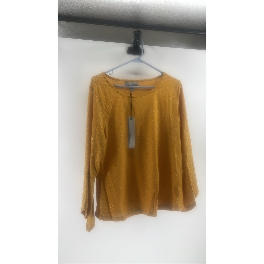 By Design Gold Glitter Sparkle‎ Long Sleeve Top Plus Size L